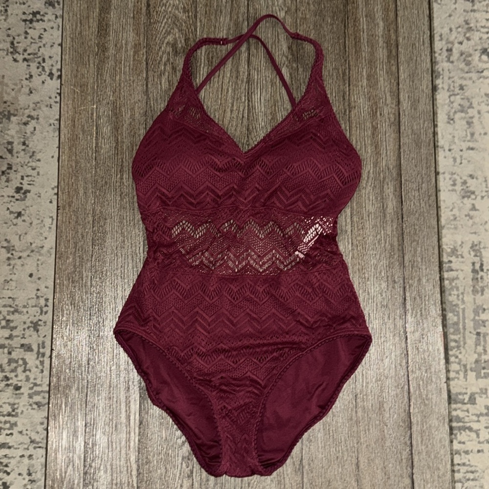 SOMA Crochet One-Piece Swimsuit Ruby